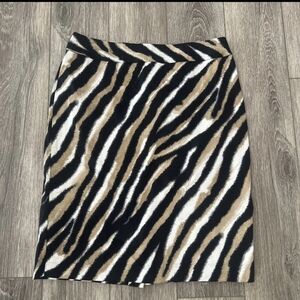 Talbots Zebra Print Pencil Skirt - Black, White, Tan